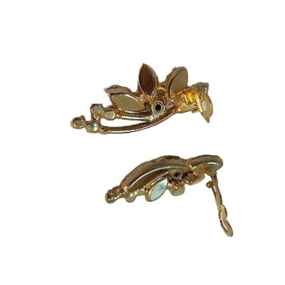 Stunning Topaz Crystals Clip On Earrings Lovely Vintage Costume Jewelry - Picture 5 of 8